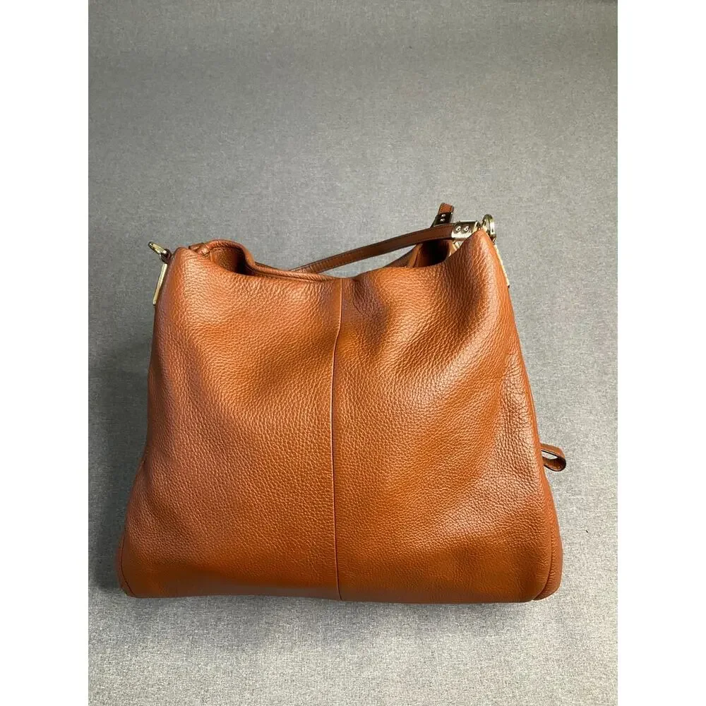 Coach Madison Phoebe Leather Shoulder Bag Pebbled Brown 3 Compartments